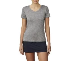FILA Pickleball Silky V-Neck Tee (W) (Grey)