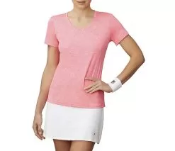 FILA Pickleball Silky V-Neck Tee (W) (Pink)