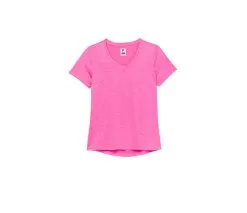 FILA Pickleball Heathered Short Sleeve V-Neck (W) (Pink)