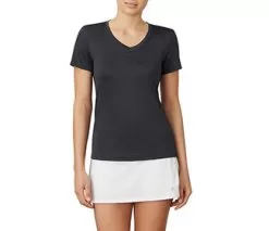 FILA Essentials Short Sleeve V-Neck (W) (Black)