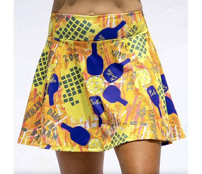 Pickleball Bella Graffiti 1 A-Line Skort (W) (Yellow) 3 Pickleball Bella Graffiti 1 A-Line Skort (W) (Yellow)