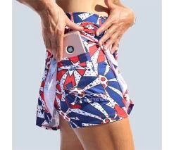 Pickleball Bella United We Dink Drop Pleat Skort (W) (Red/White/Blue) -Pickleball Shop CPBE2F RED 3