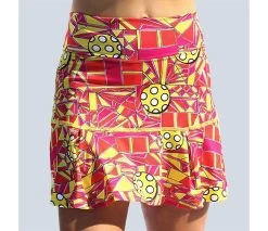 Pickleball Bella Angle Shot 1 Drop Pleat Skort (W) (Orange/Yellow)
