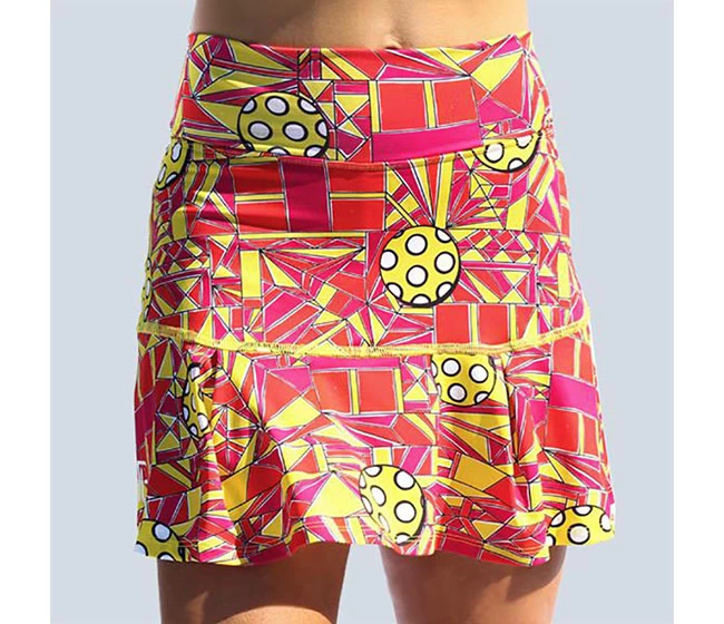 Pickleball Bella Angle Shot 1 Drop Pleat Skort (W) (Orange/Yellow) 3 Pickleball Bella Angle Shot 1 Drop Pleat Skort (W) (Orange/Yellow)