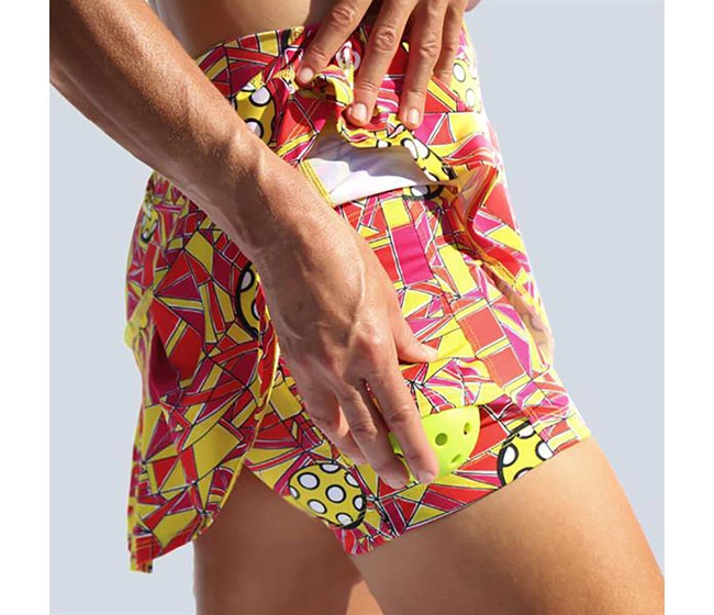 Pickleball Bella Angle Shot 1 Drop Pleat Skort (W) (Orange/Yellow) 4 Pickleball Bella Angle Shot 1 Drop Pleat Skort (W) (Orange/Yellow) - Image 2