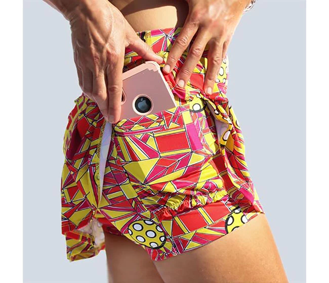 Pickleball Bella Angle Shot 1 Drop Pleat Skort (W) (Orange/Yellow) 5 Pickleball Bella Angle Shot 1 Drop Pleat Skort (W) (Orange/Yellow) - Image 3