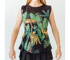 Faye+Florie Jungle Print Muscle Tank (W) (Black)