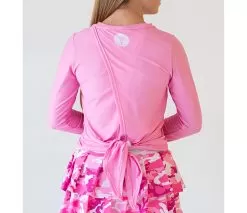 Faye+Florie Tie Back Long Sleeve Top (W) (Palm Pink)
