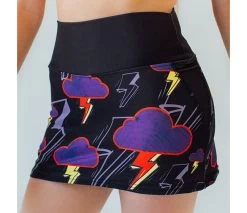 Faye+Florie Purple Cloud Print Jean Skirt (W) (Black)