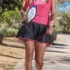 Faye+Florie Black And Pink Stripe Holly Skirt (W) -Pickleball Shop CYF3W BLK 1